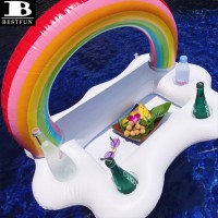 heavy duty vinyl inflatable cooler bucket rainbow cloud serving bar pool float swimming beer cup holder tray table toys