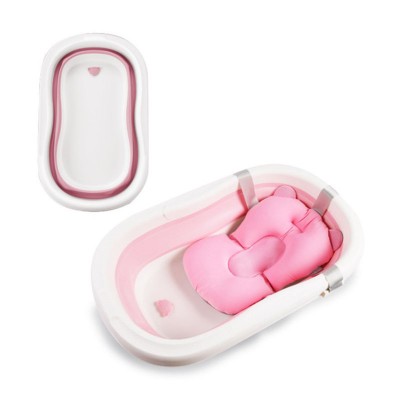 Portable collapsible infant to toddler space saver foldable bath tub for bathing newborns