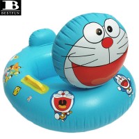 thickened PVC safety inflatable baby swim ring seat cute cartoon doraemon shape kids blow up water swimming chair pool float