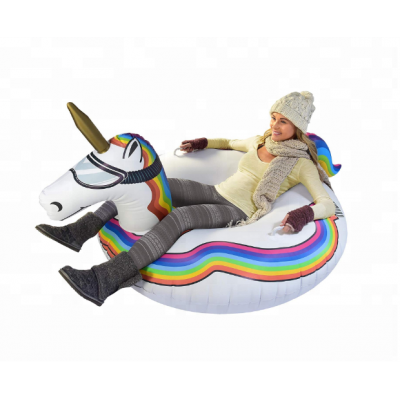 winter ,summer unicorn inflatable snow sled , tube or pool float two use